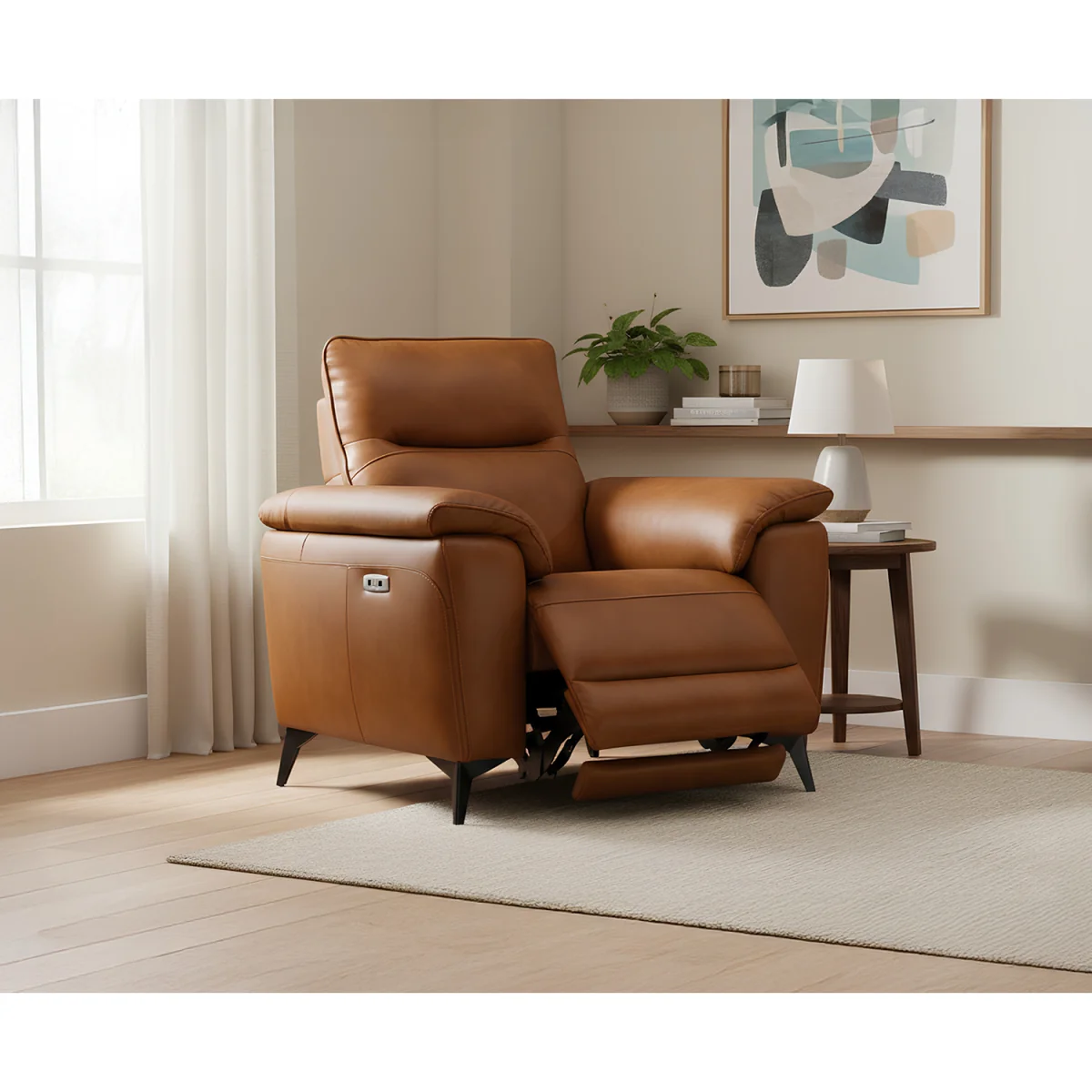 Sinclair Cognac Leather Recliner Armchair – image 2