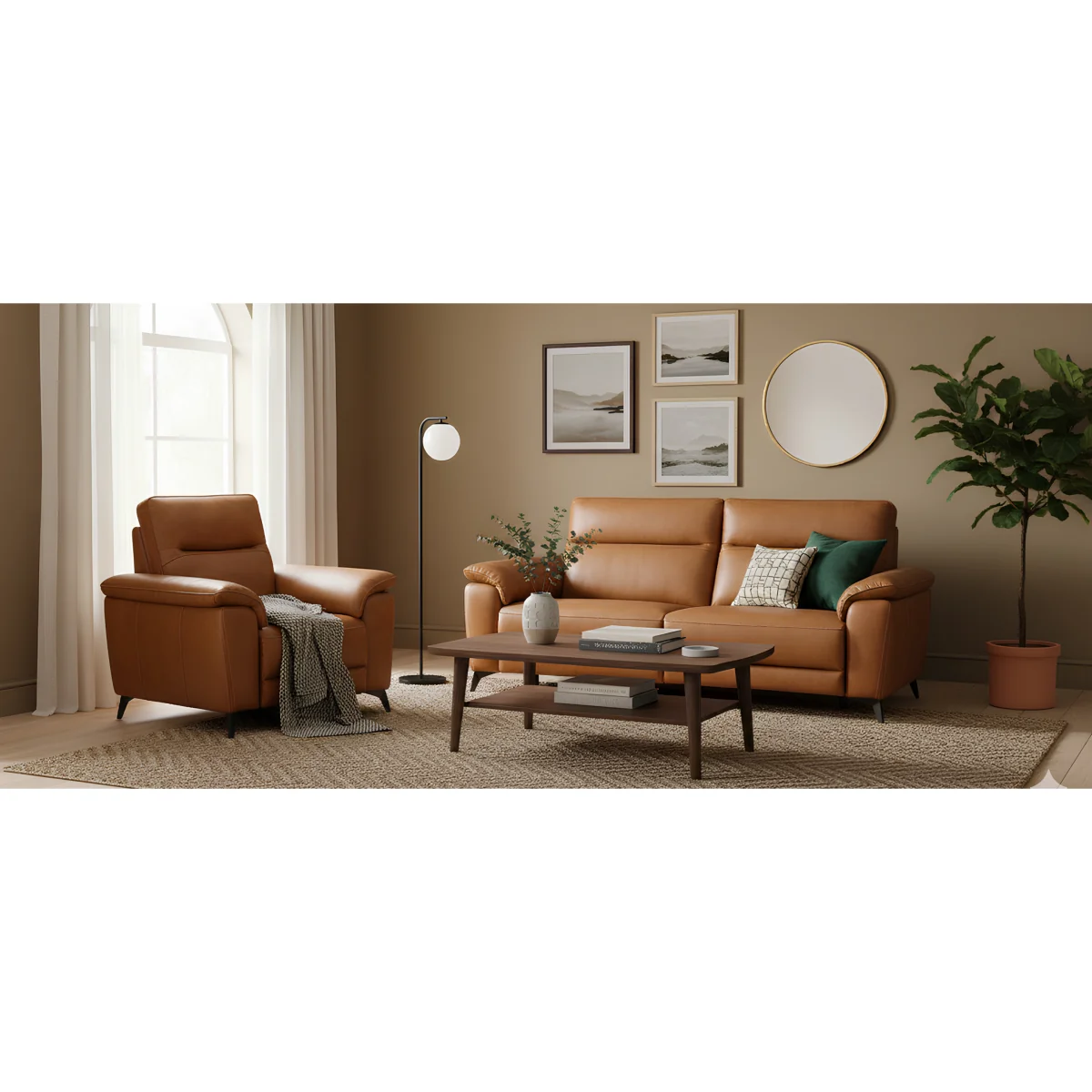 Sinclair Cognac Leather Recliner Armchair – image 6
