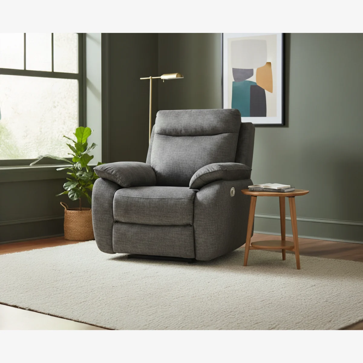 Albany Charcoal Fabric Recliner Armchair – image 1