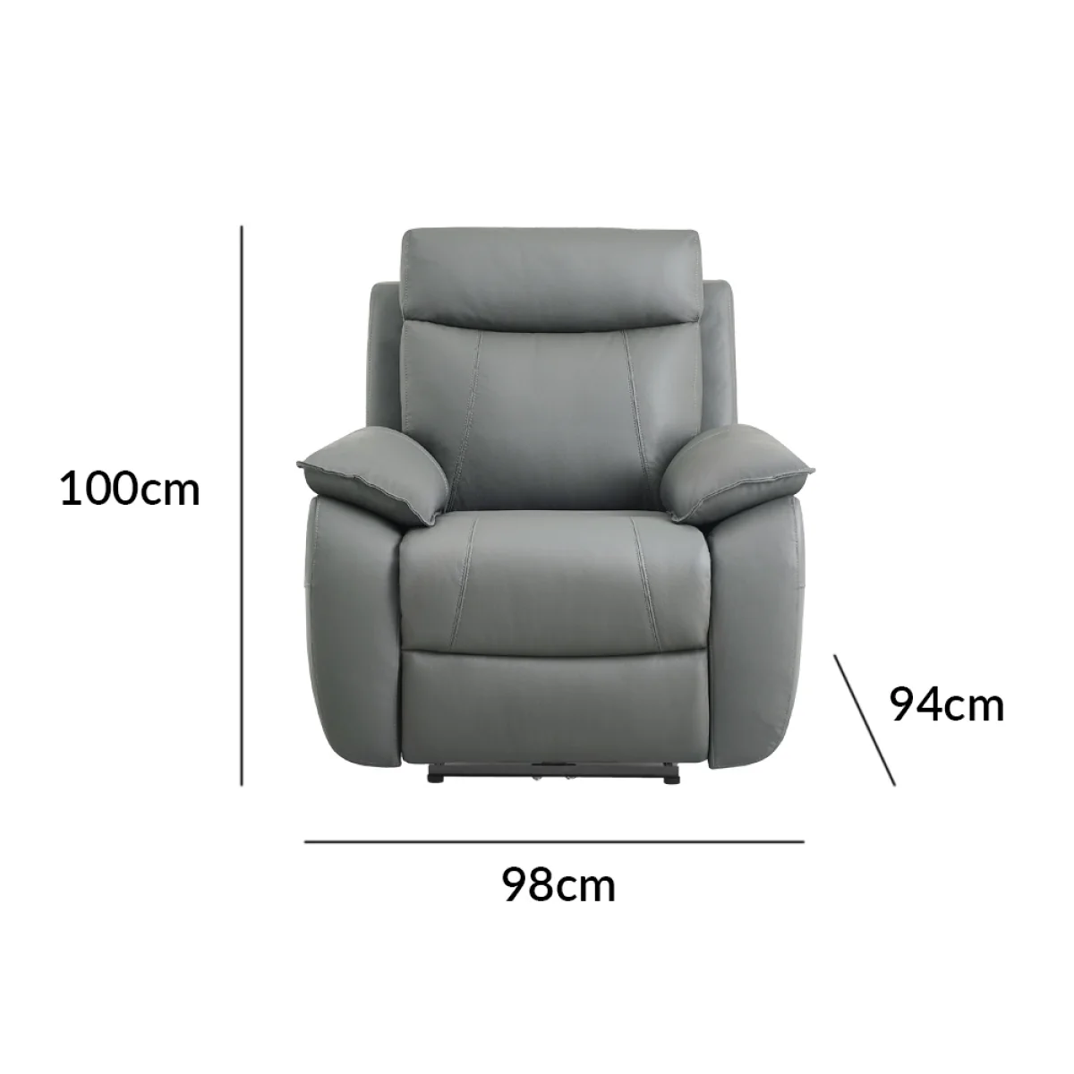 Baltimore Dark Grey Leather Recliner Armchair – image 12