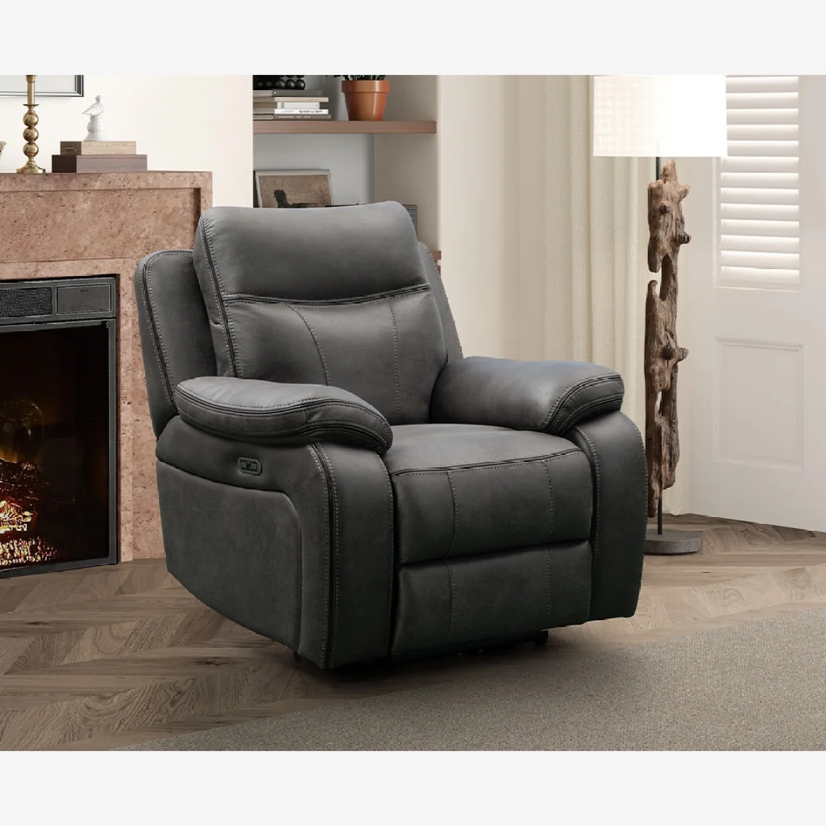 Hanson Graphite Fabric Recliner Armchair – image 1