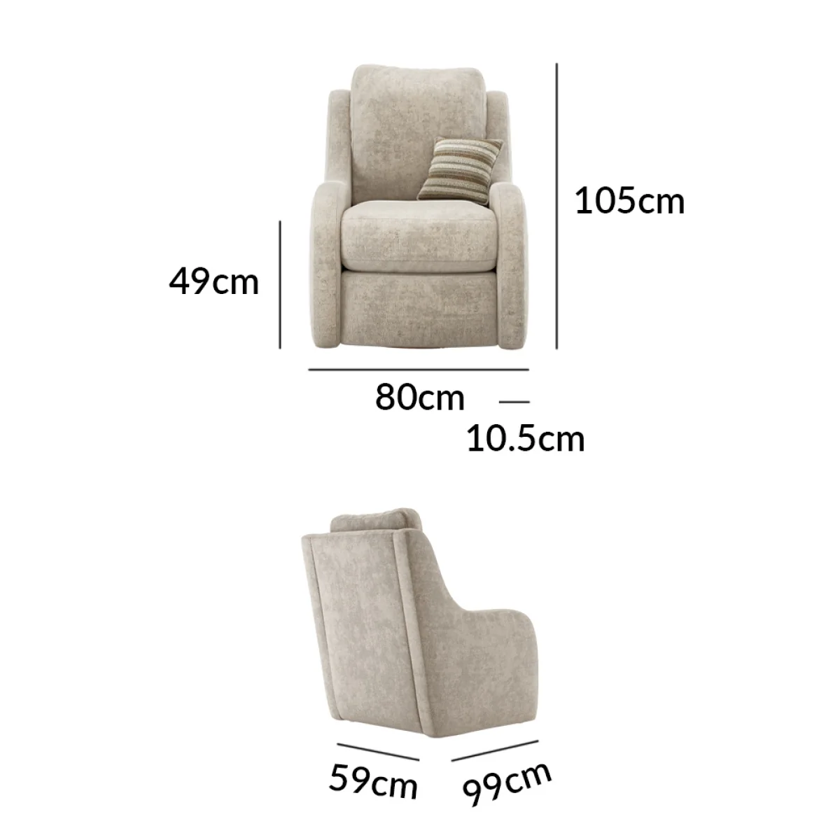 Palermo Cream Chenille Fabric High Back Swivel Armchair – image 2