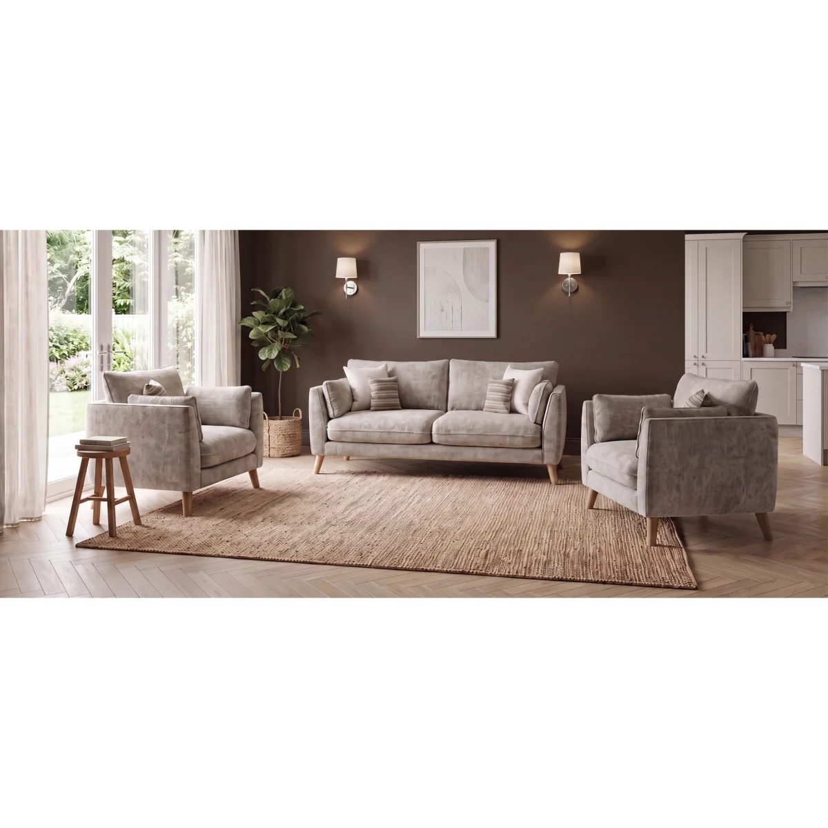 Palermo Cream Chenille Fabric High Back Swivel Armchair – image 9