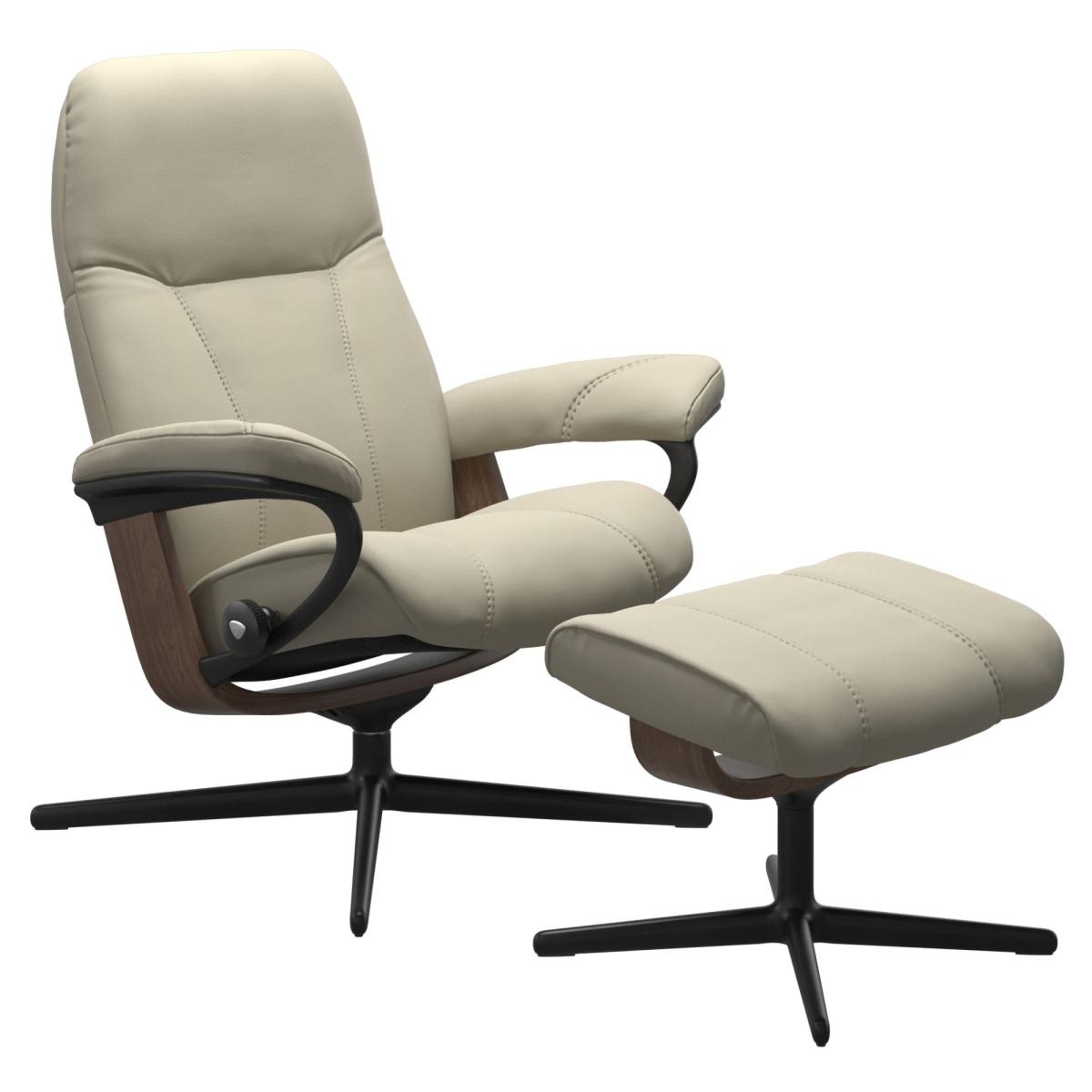 Stressless Consul Chair and Footstool With Cross Base - Medium - Cori Leather – image 2