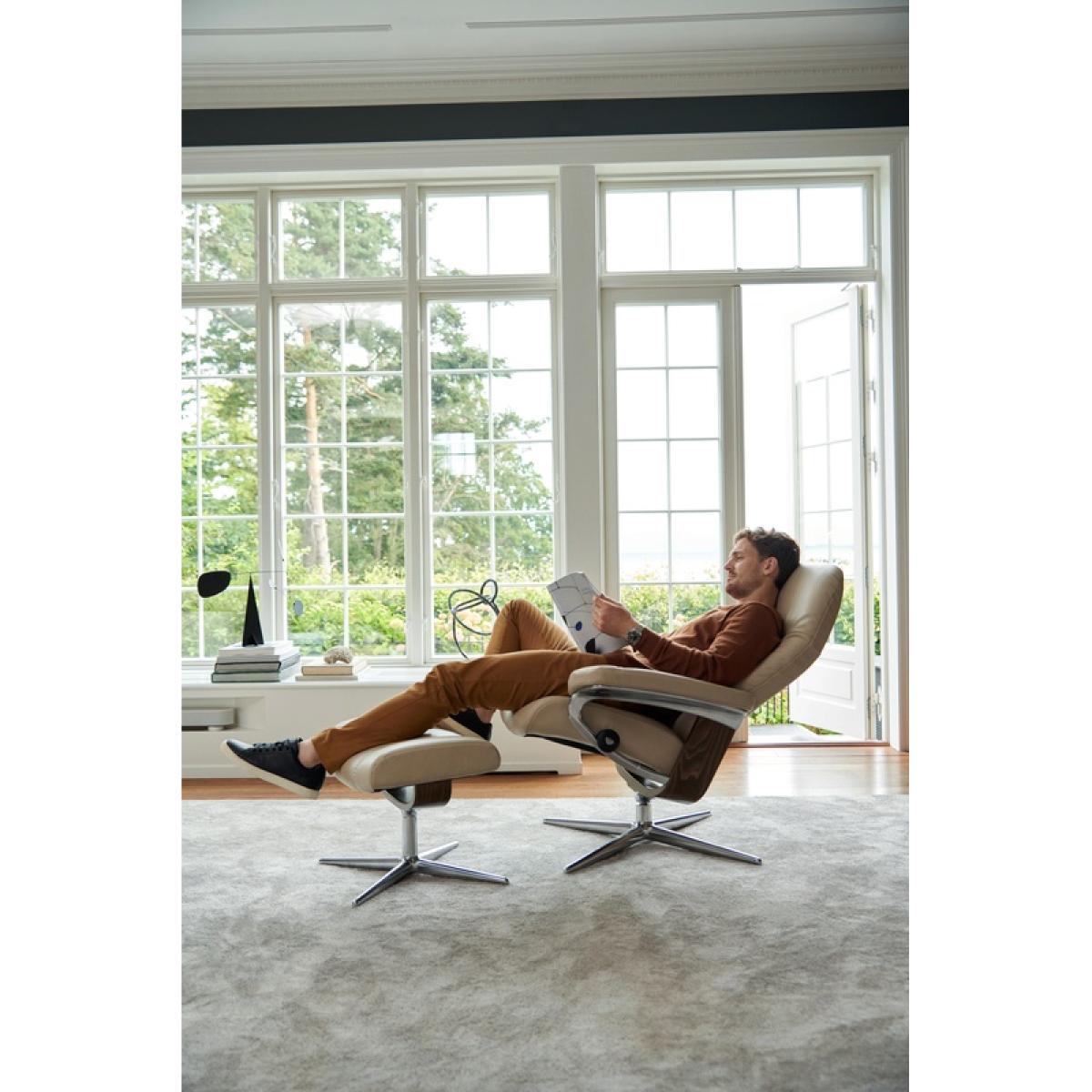 Stressless Consul Chair and Footstool With Cross Base - Medium - Cori Leather – image 5