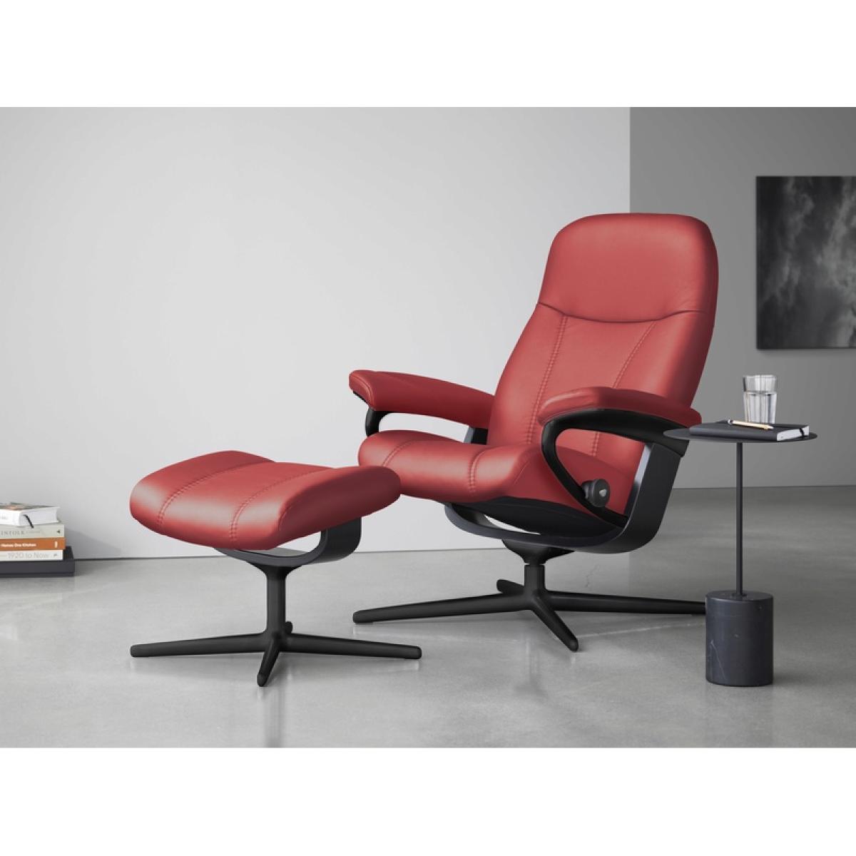 Stressless Consul Chair and Footstool With Cross Base - Medium - Cori Leather – image 6