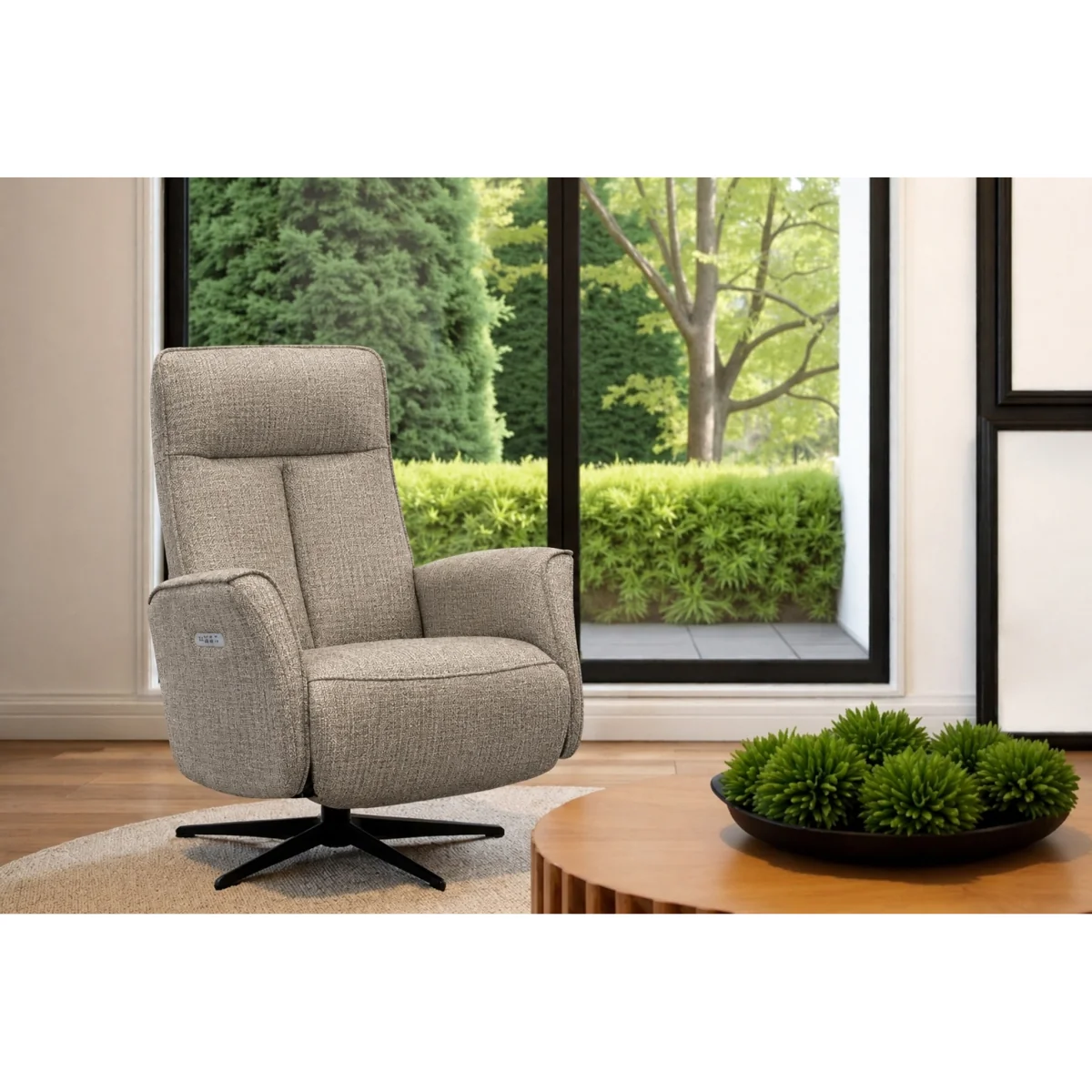 G Plan Cartmel Power Recliner Chair with Headrest - Fabric Grade C - Black Base - No – image 2