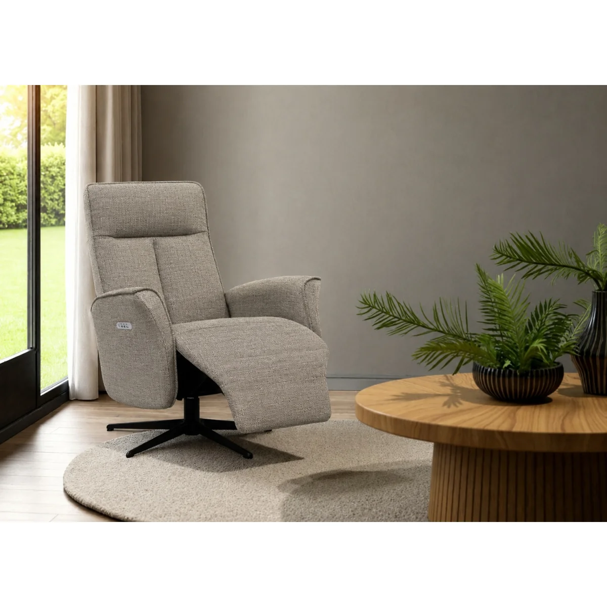 G Plan Cartmel Power Recliner Chair with Headrest - Fabric Grade C - Black Base - No – image 3