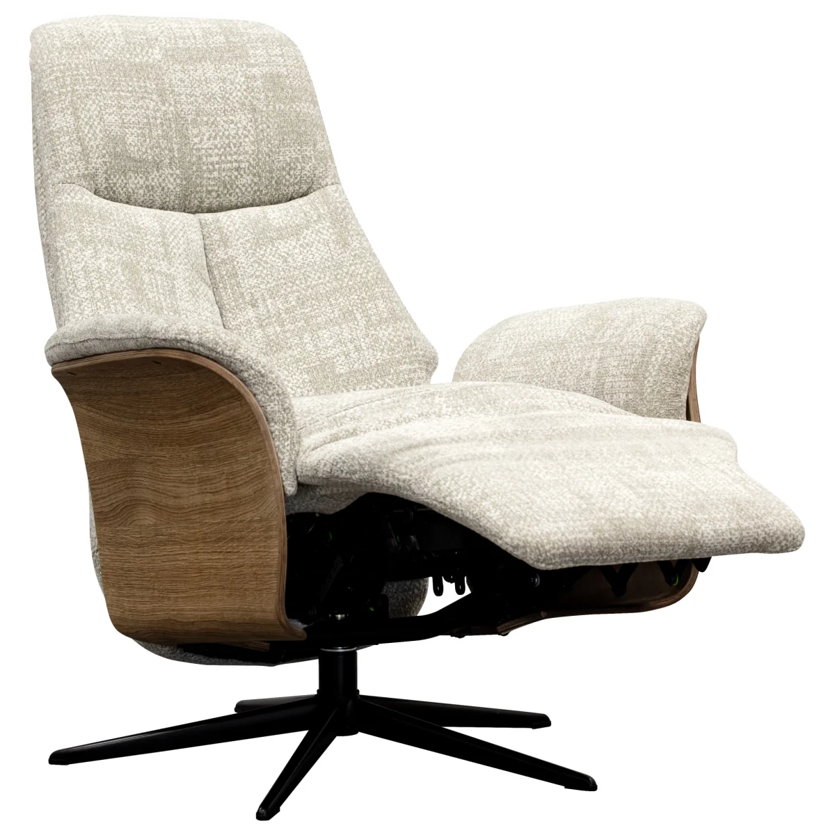 G Plan Halburg Manual Recliner Chair in Fabric - Grade W - Light Wood - Polished Base – image 4