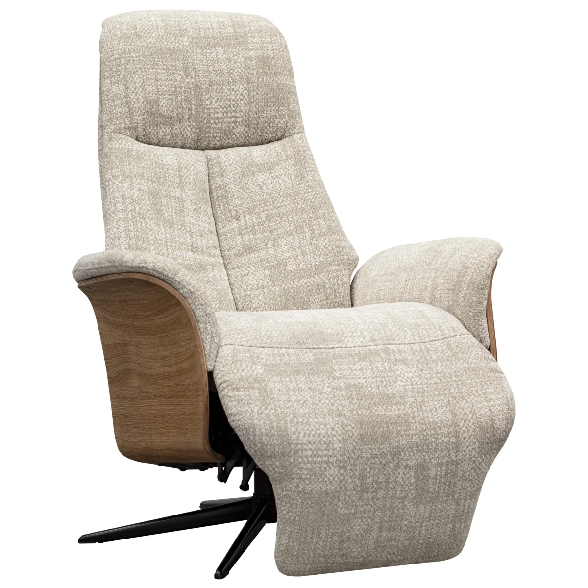 G Plan Halburg Manual Recliner Chair in Fabric - Grade W - Light Wood - Polished Base – image 6