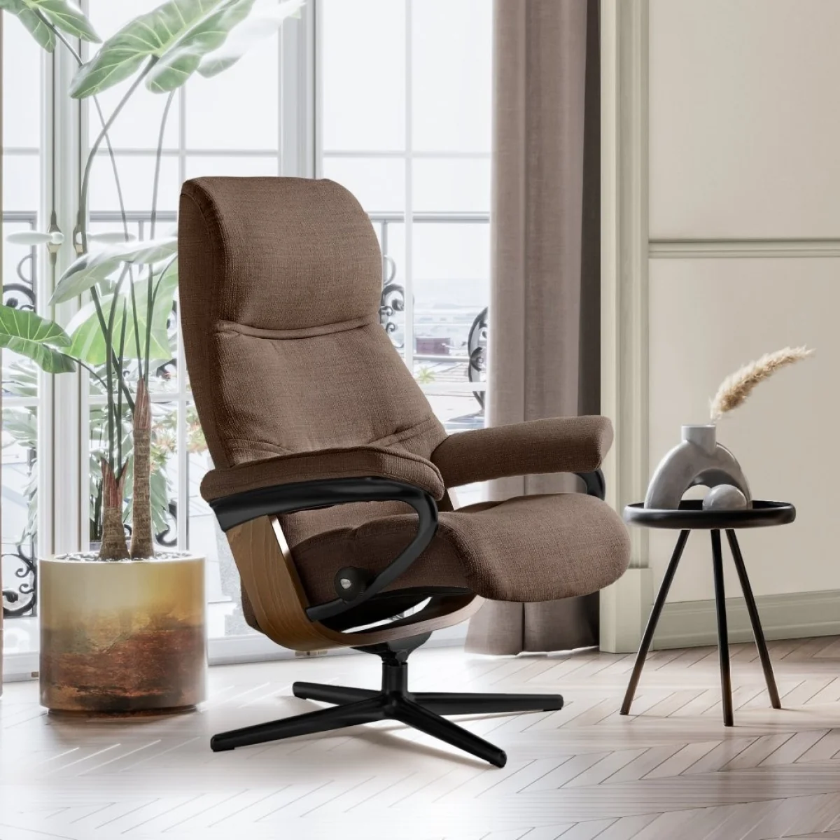 Stressless Philip Chair With Cross Base - Large - Fabric - With Footstool – image 1