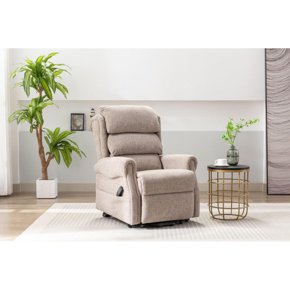 Luxor Dual Motor Riser Recliner Chair in Oat Fabric In Beige – image 2