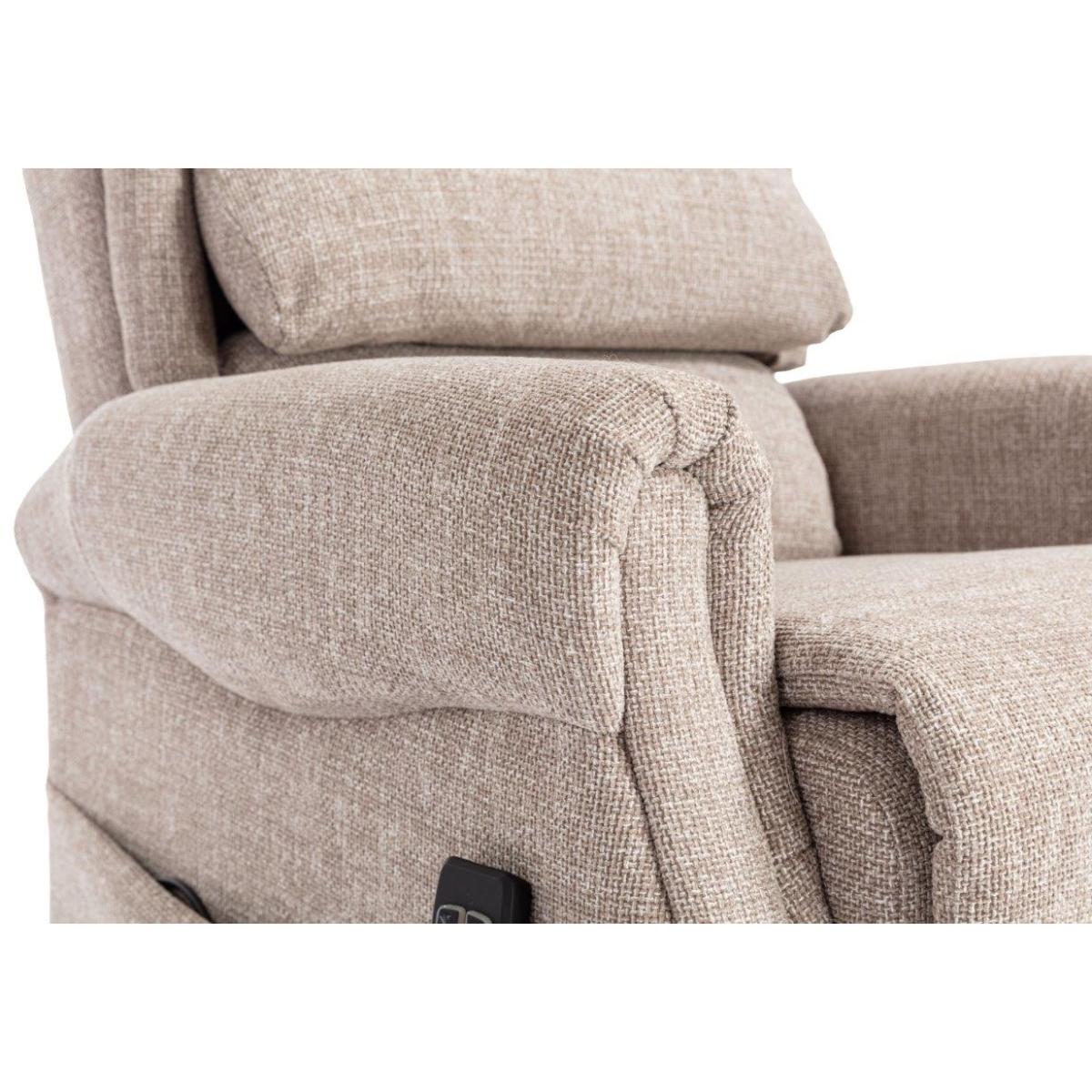 Luxor Dual Motor Riser Recliner Chair in Oat Fabric In Beige – image 12