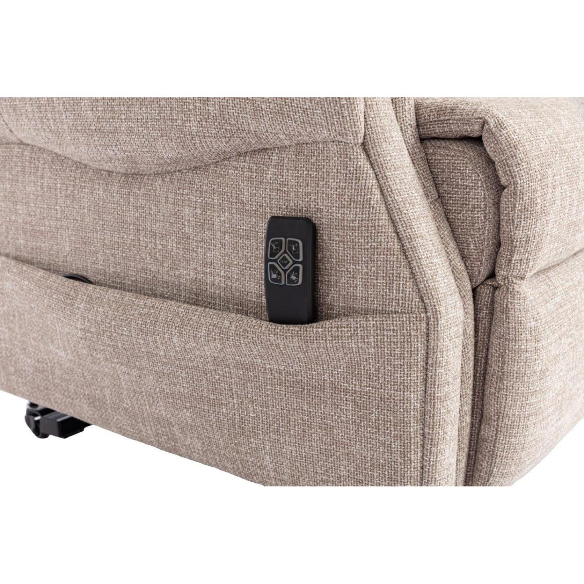 Luxor Dual Motor Riser Recliner Chair in Oat Fabric In Beige – image 13