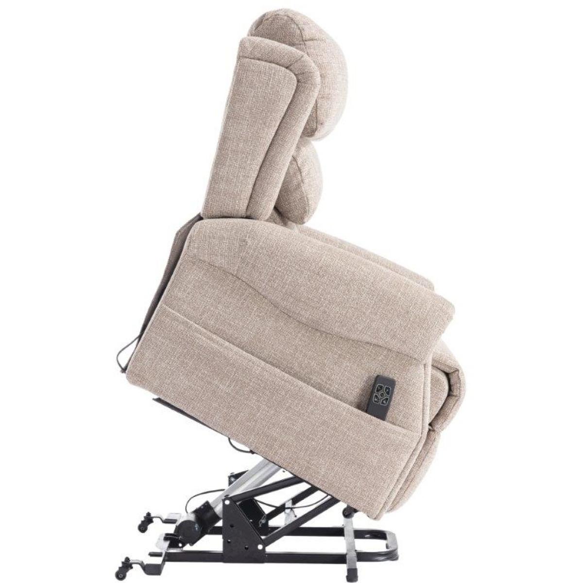 Luxor Dual Motor Riser Recliner Chair in Oat Fabric In Beige – image 16