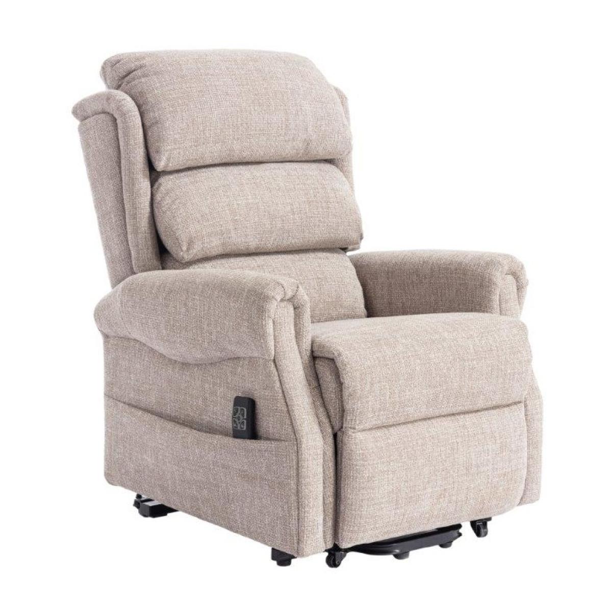 Luxor Dual Motor Riser Recliner Chair in Oat Fabric In Beige – image 7