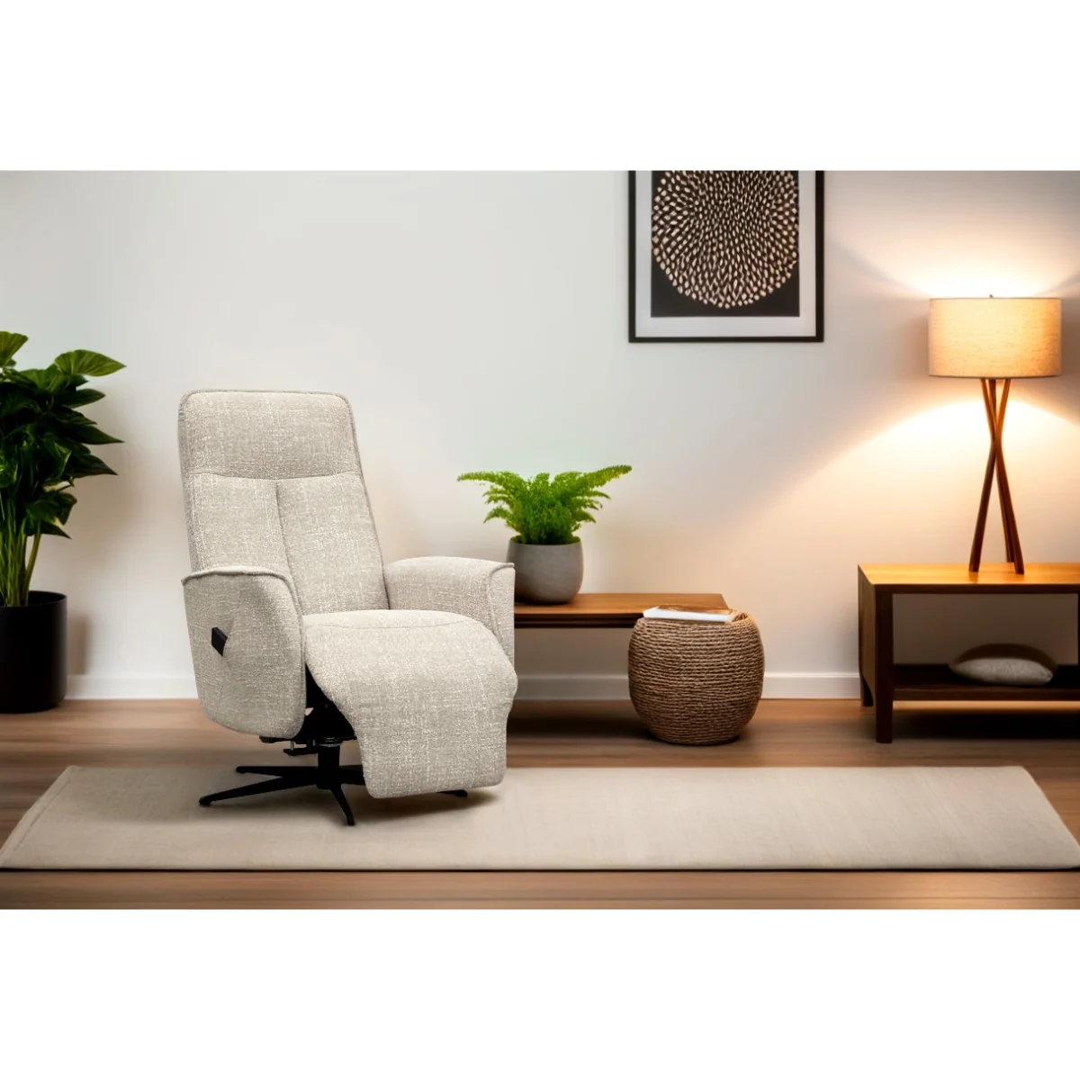 G Plan Odense Elevate Chair with Headrest in Fabric - Grade C - Black Base - No – image 2