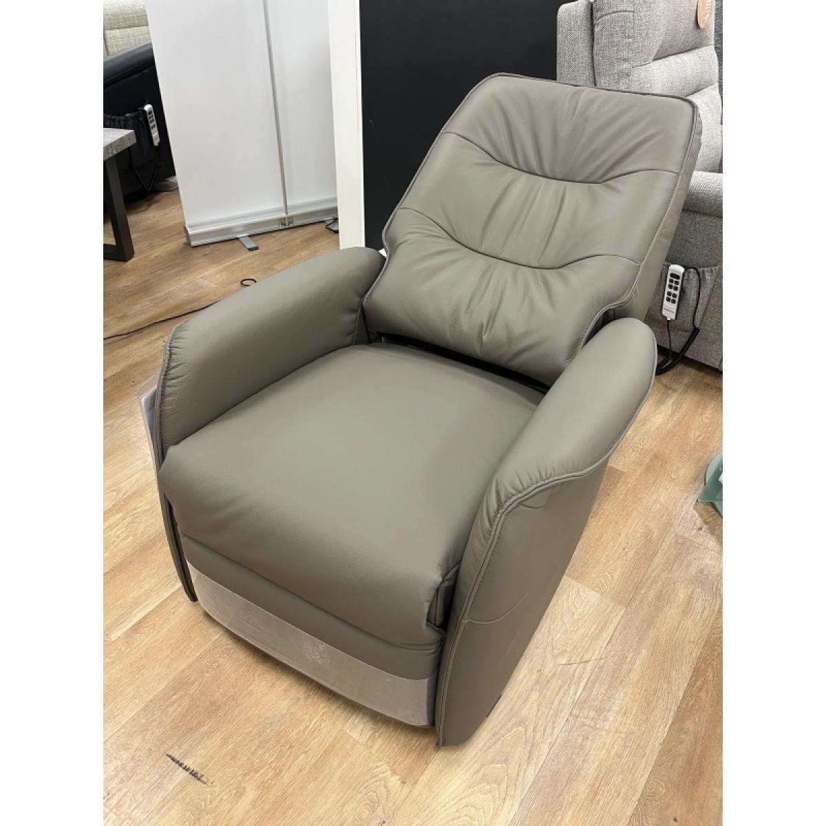 Himolla Solo Leather Lift and Rise Armchair 2 Motors - L18 Longlife Canyon Leather In Grey – image 11
