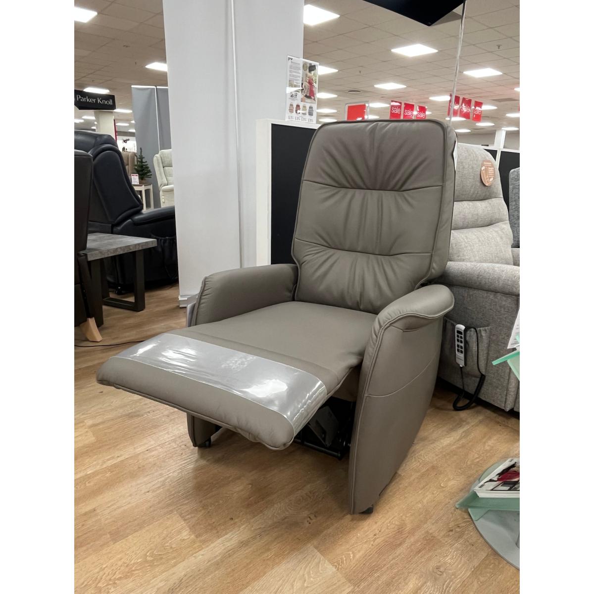 Himolla Solo Leather Lift and Rise Armchair 2 Motors - L18 Longlife Canyon Leather In Grey – image 4
