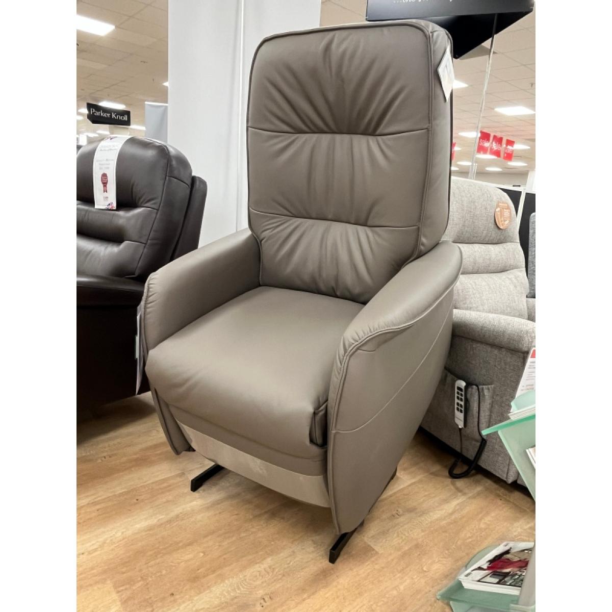 Himolla Solo Leather Lift and Rise Armchair 2 Motors - L18 Longlife Canyon Leather In Grey – image 9