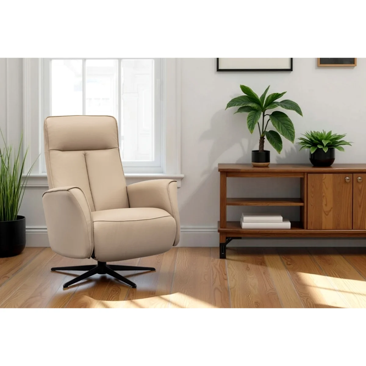 G Plan Visby Manual Recliner Chair - Fabric Grade W - Polished Base – image 2