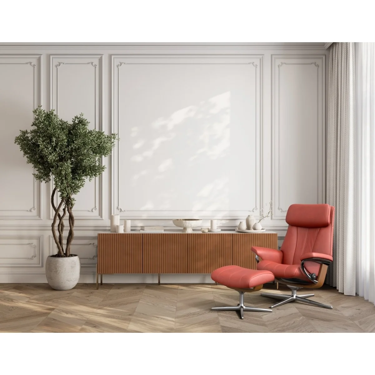 Stressless Paul Chair With Cross Base - Medium - Noblesse Leather - With Footstool – image 4