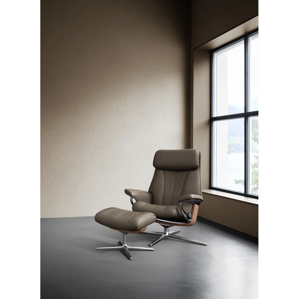 Stressless Paul Chair With Cross Base - Medium - Noblesse Leather - With Footstool – image 9