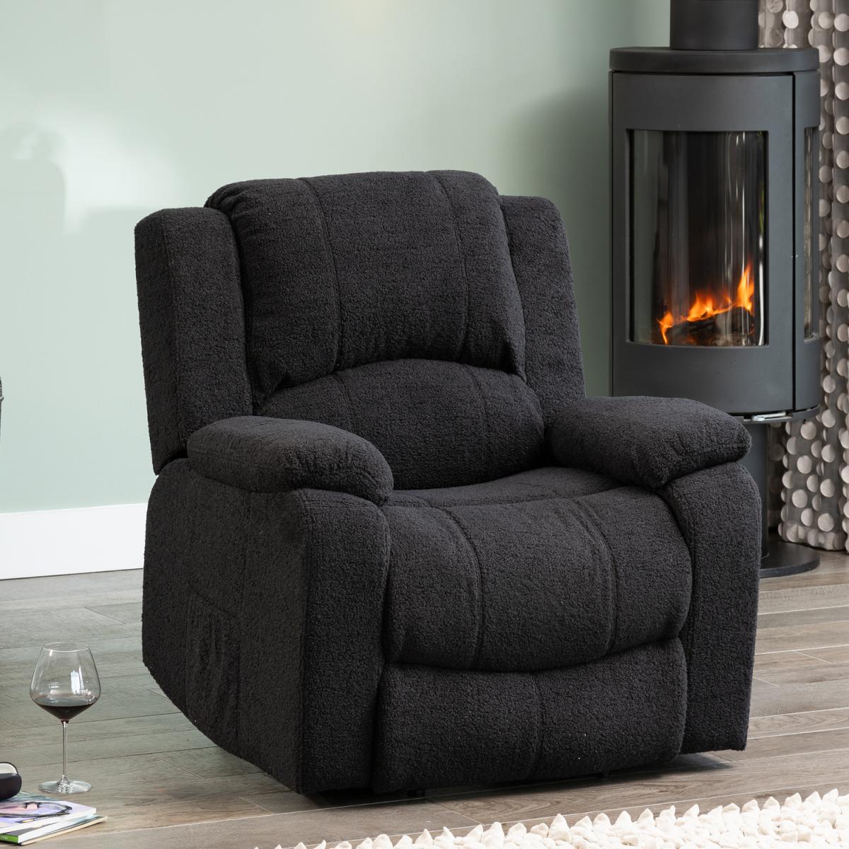 Ellington Boucle Fabric Electric Lift Assist Recliner with Massage and Heat - Dark Grey