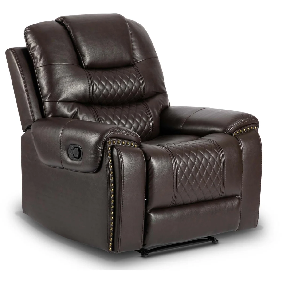 Faux Leather Brown Manual Recliner Chair RAVENNA - Brown – image 3