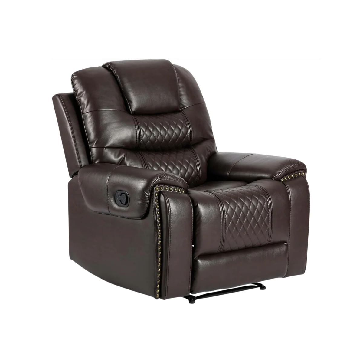 Faux Leather Brown Manual Recliner Chair RAVENNA - Brown – image 1