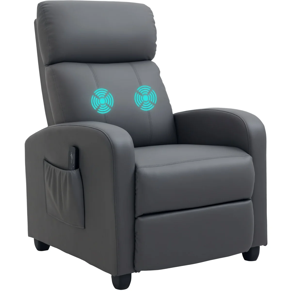 HOMCOM Recliner Sofa Chair PU Leather Massage Armcair - Grey – image 9
