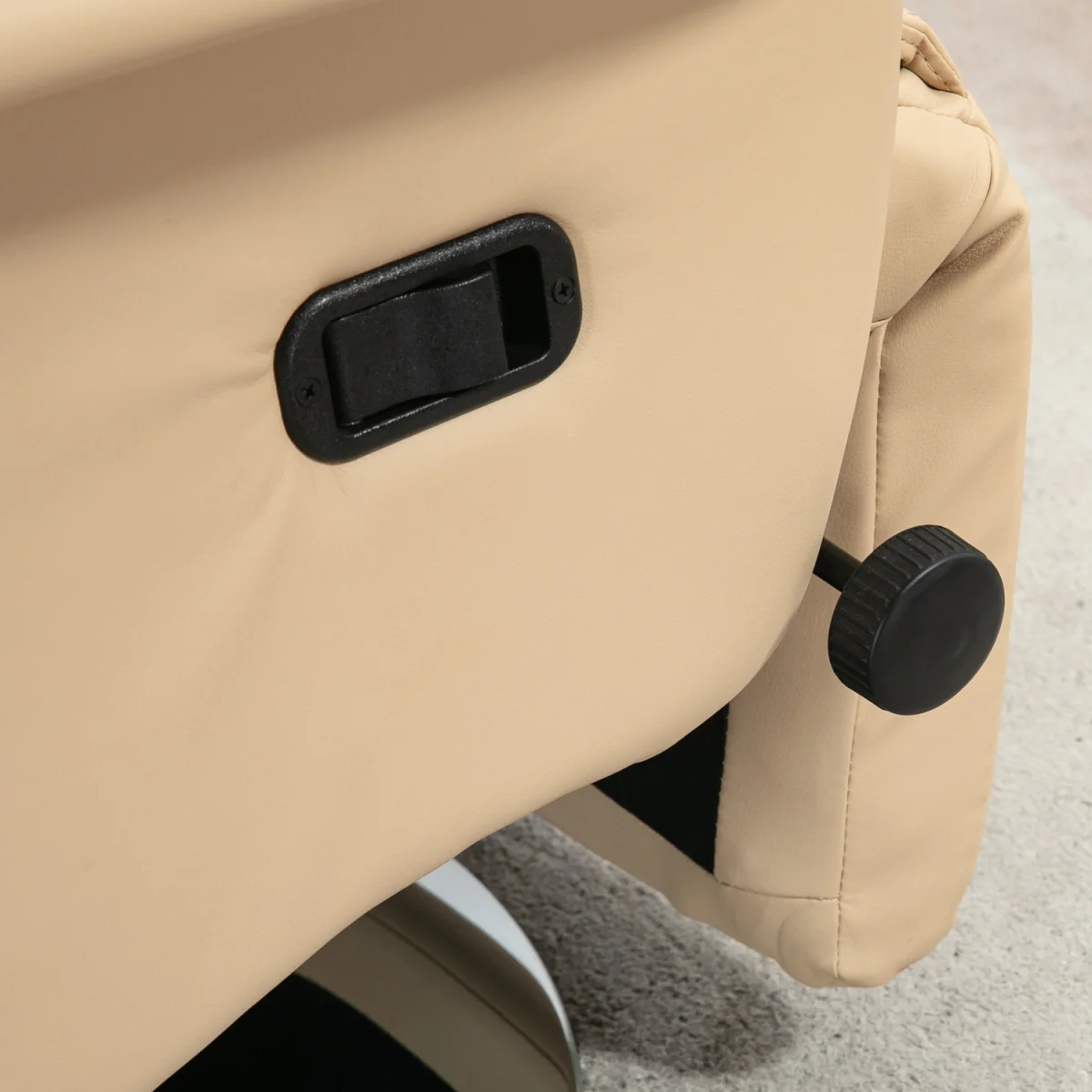 HOMCOM Adjustable Swivel Recliner with Footrest Padded Arms - Beige – image 3