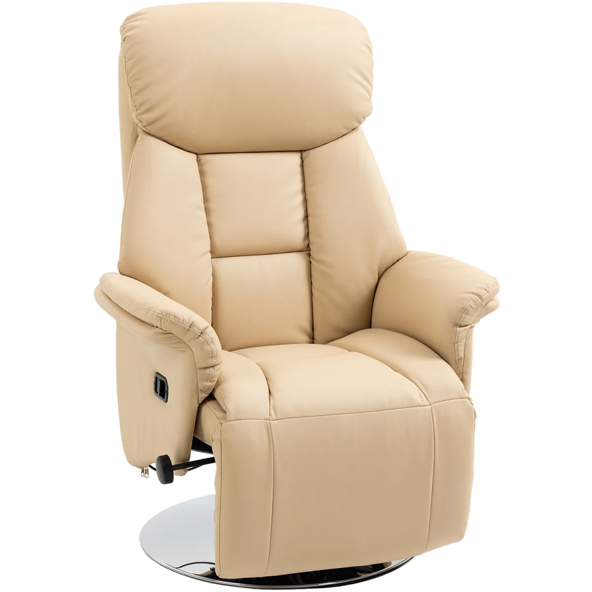 HOMCOM Adjustable Swivel Recliner with Footrest Padded Arms - Beige – image 9
