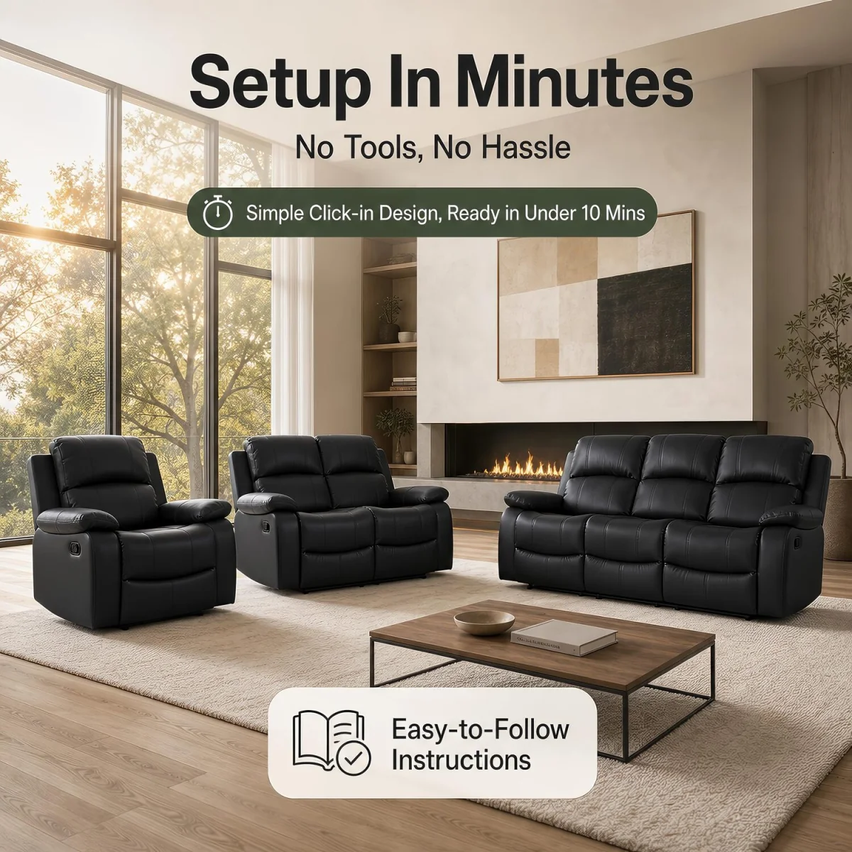 Manual Recliner Sofa - Black / 6 – image 6