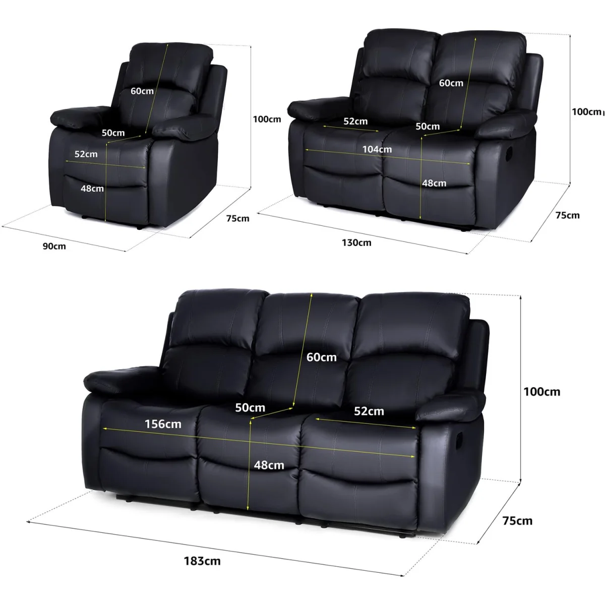 Manual Recliner Sofa - Black / 6 – image 8