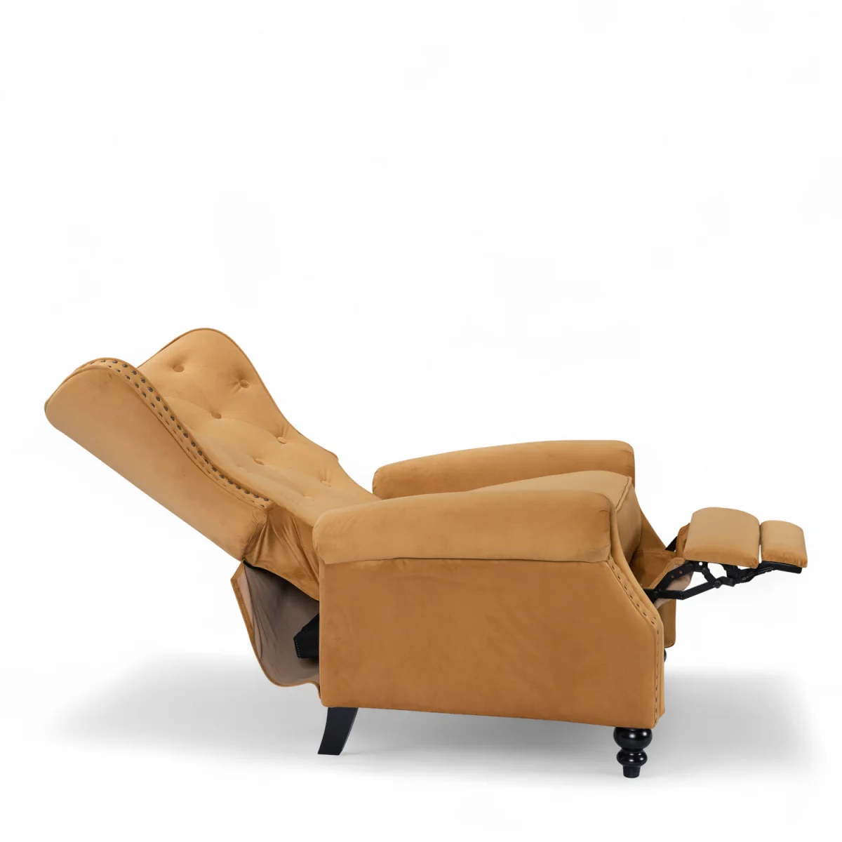 Velvet Gold Buttoned Carmona Wingback Recliner Chair - Gold – image 2
