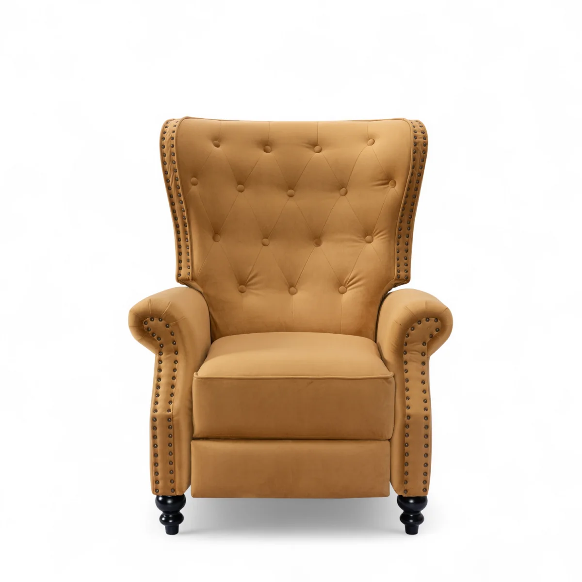 Velvet Gold Buttoned Carmona Wingback Recliner Chair - Gold – image 3
