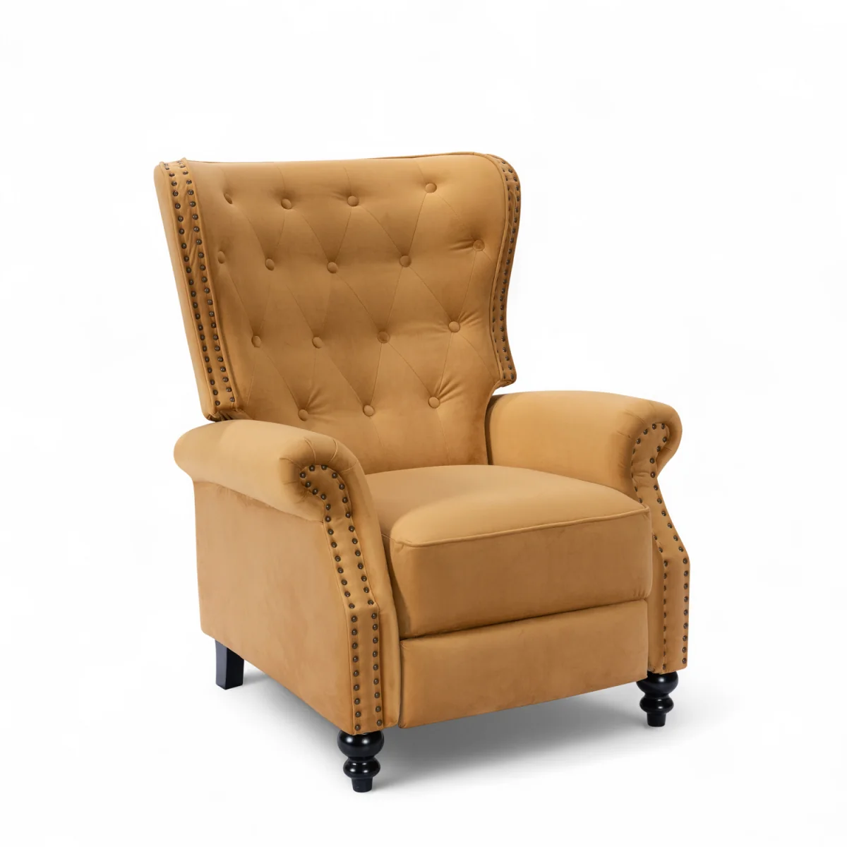 Velvet Gold Buttoned Carmona Wingback Recliner Chair - Gold – image 4