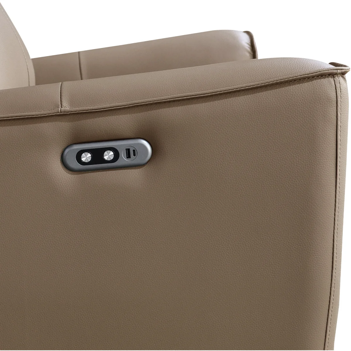Rivington Real Leather Power Recliner Two Seater Sofa with USB Charging - Taupe – image 4