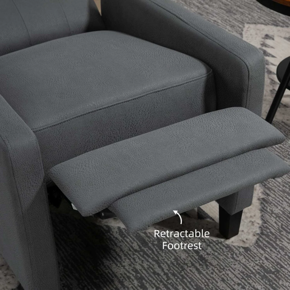 Lino Microfibre Deep Grey Button-Tufted Recliner Armchair with Leg Rest – image 7