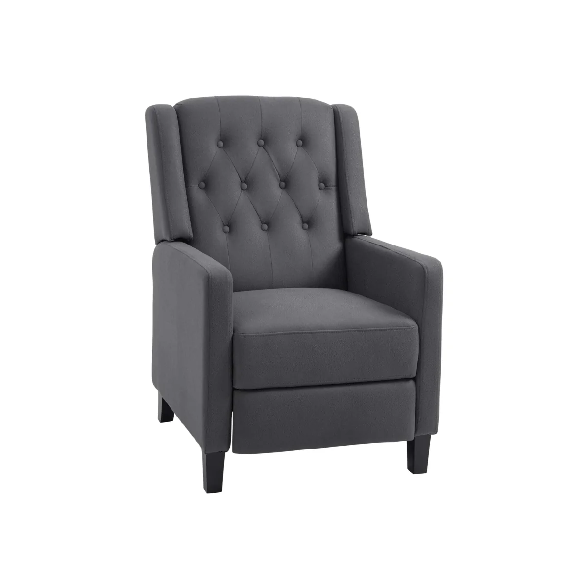 Lino Microfibre Deep Grey Button-Tufted Recliner Armchair with Leg Rest – image 1