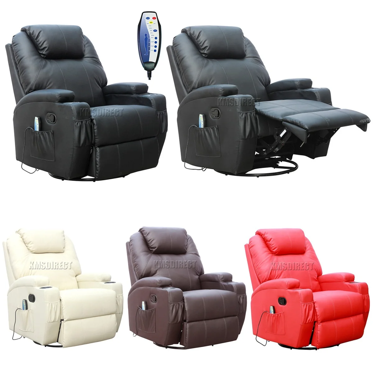 WestWood Bonded Leather Massage Recliner Chair Heat - Black – image 5
