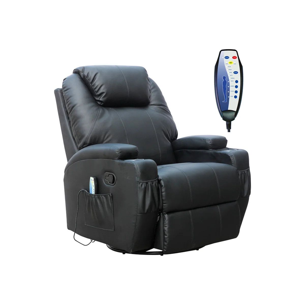 WestWood Bonded Leather Massage Recliner Chair Heat - Black – image 1