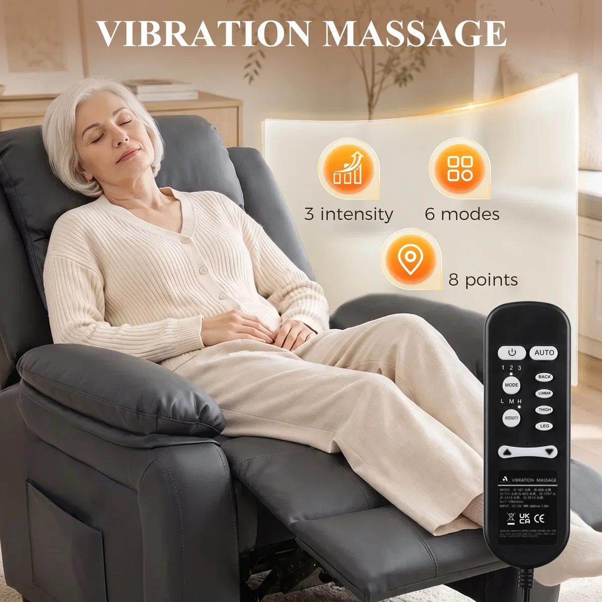 HOMCOM Riser and Recliner Chair Power Lift Recliner with Remote - Dark Grey – image 2