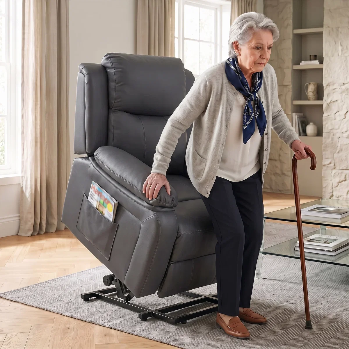 HOMCOM Riser and Recliner Chair Power Lift Recliner with Remote - Dark Grey – image 1