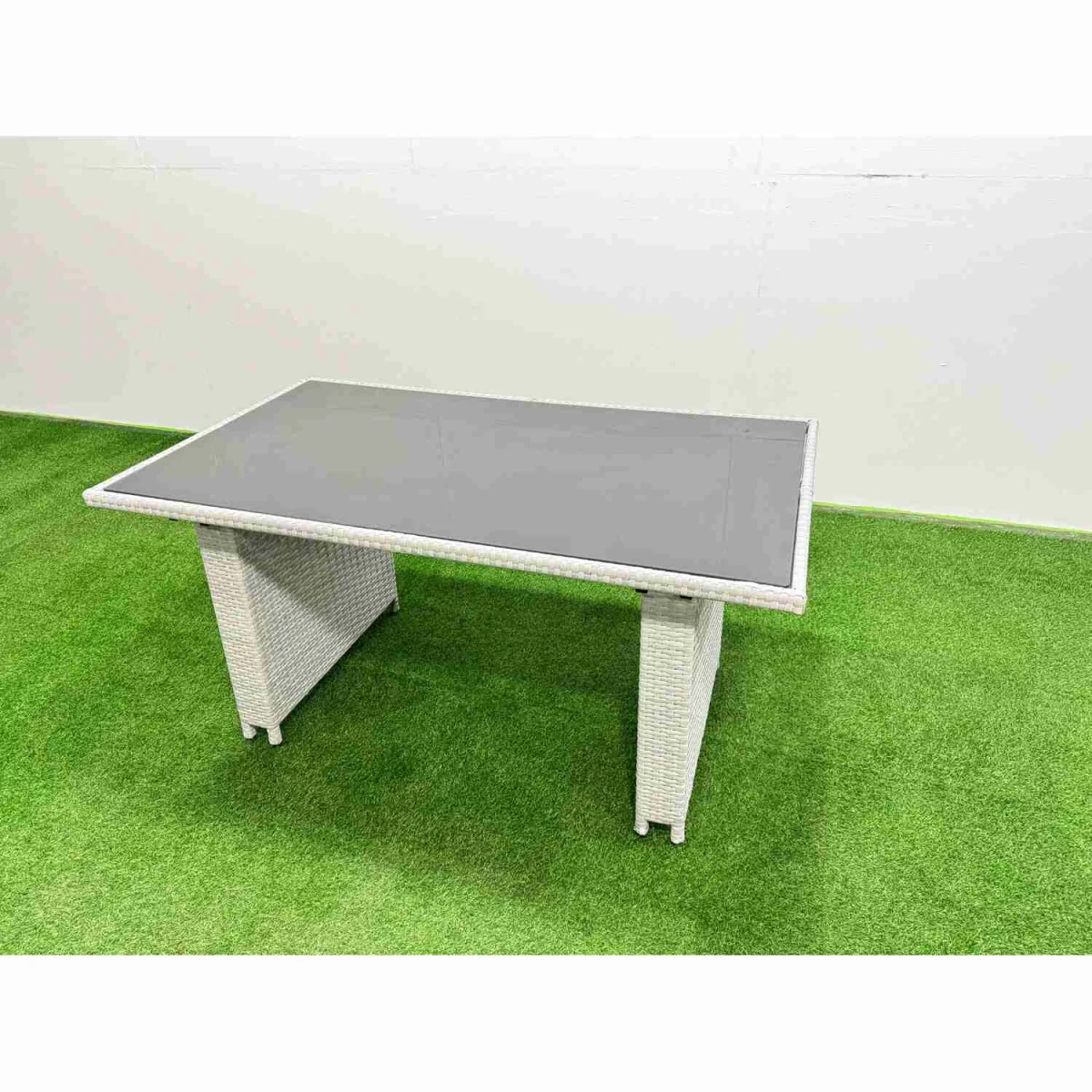 Fimous 6-Seater Outdoor Rattan Garden Furniture Set with 3-Seater Sofa and Recliners. - Light grey rattan + dark grey fabric – image 2