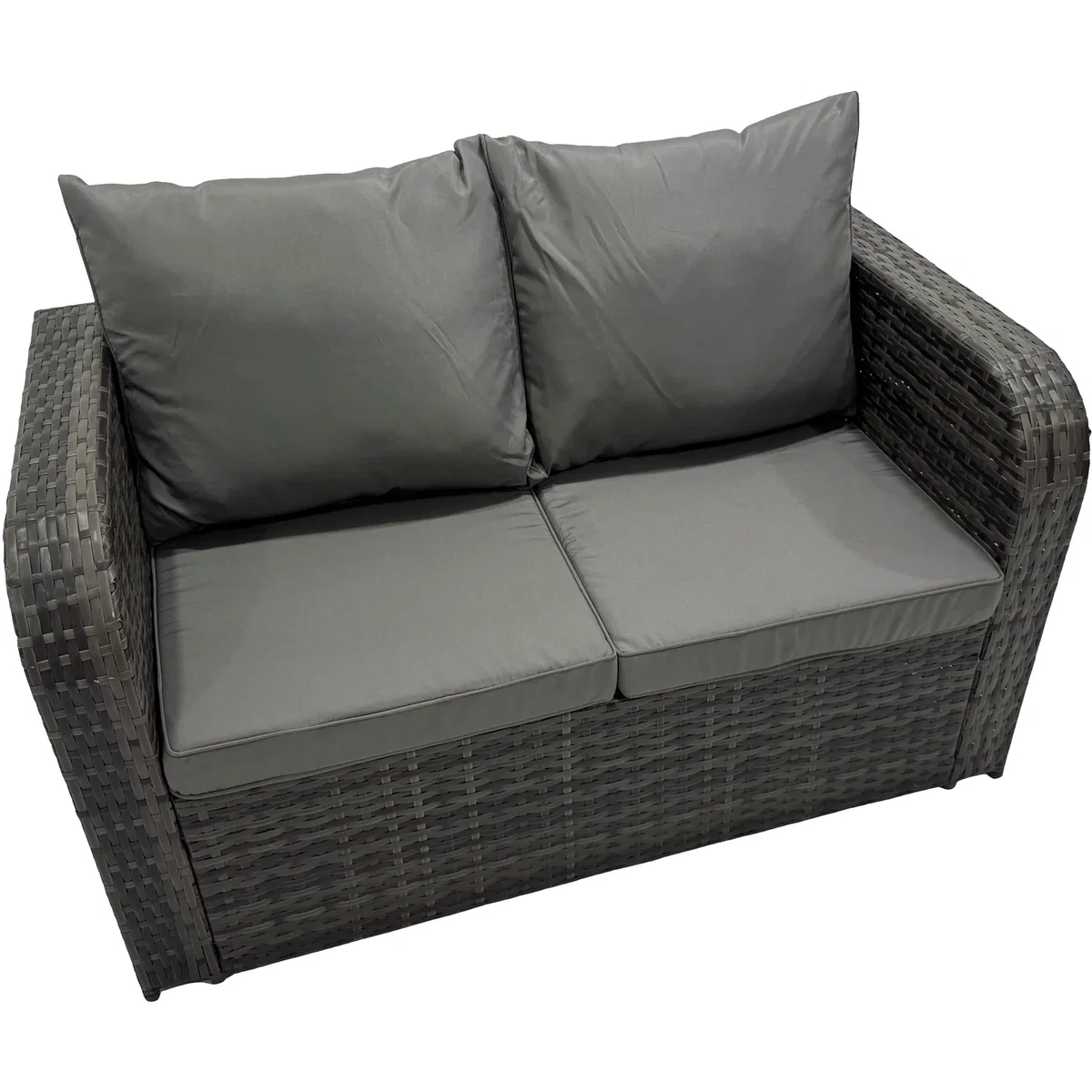 Fimous 8-Seat Rattan Garden Set - 3-Seater & 2 Recliners - Dark Grey Mixed rattan with dark grey fabric – image 2