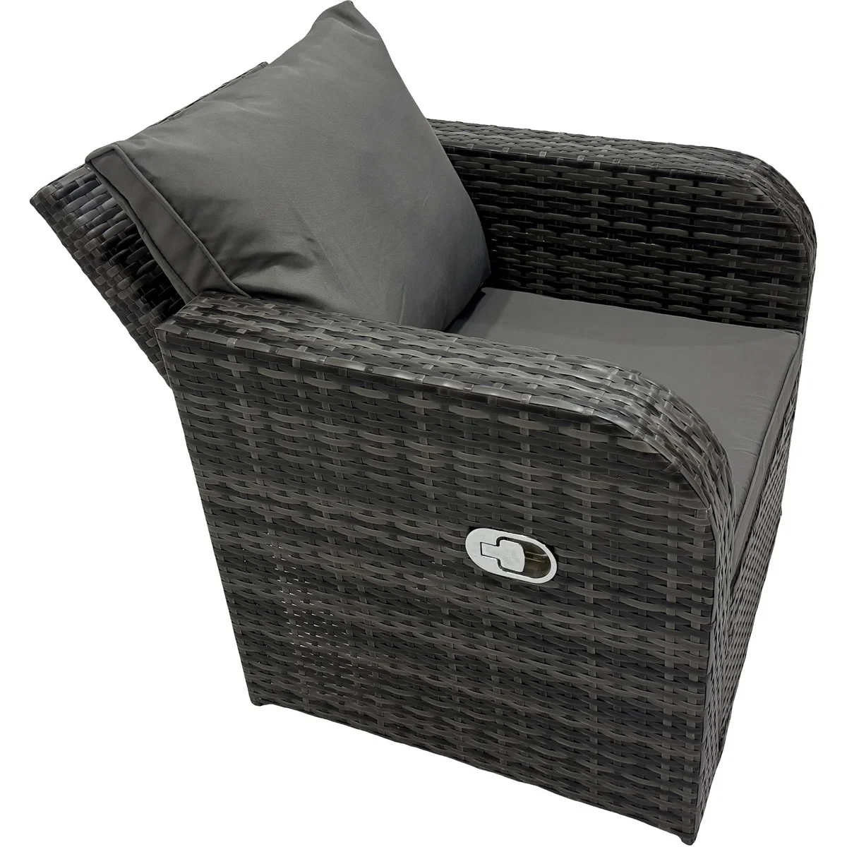 Fimous 8-Seat Rattan Garden Set - 3-Seater & 2 Recliners - Dark Grey Mixed rattan with dark grey fabric – image 4
