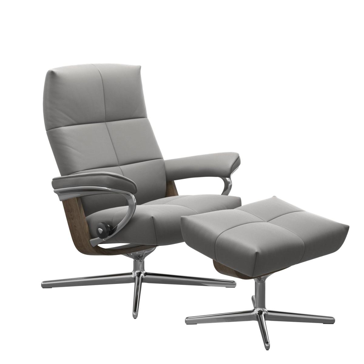 Stressless David Recliner with Cross Base and Footstool - Stressless David Recliner with Cross Base and Footstool in Fabric – image 2