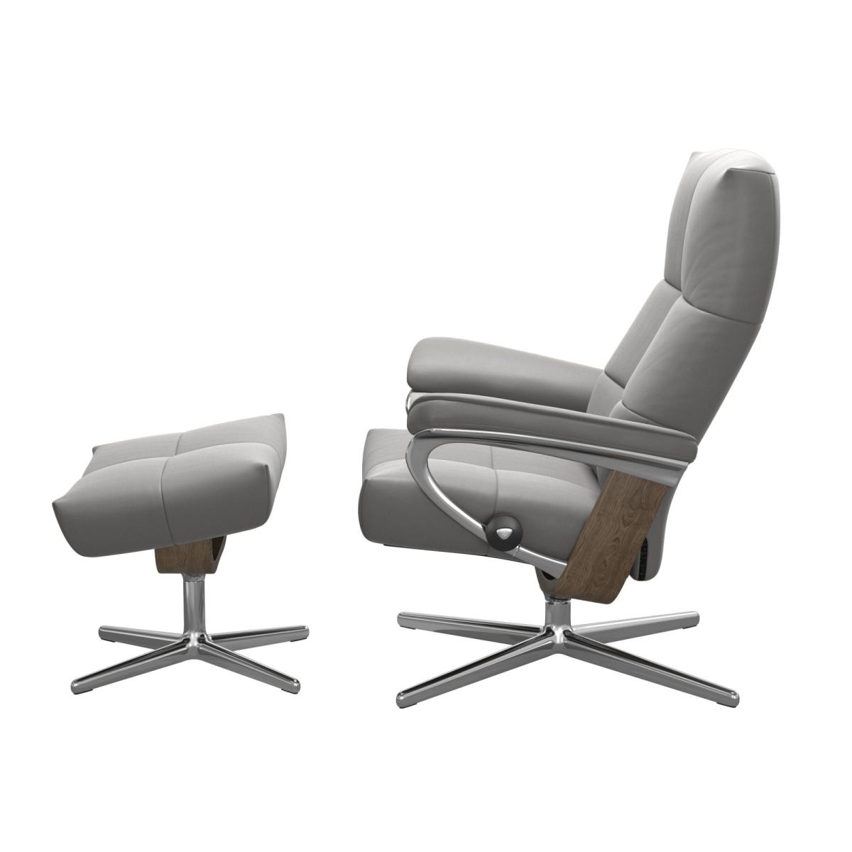 Stressless David Recliner with Cross Base and Footstool - Stressless David Recliner with Cross Base and Footstool in Fabric – image 3